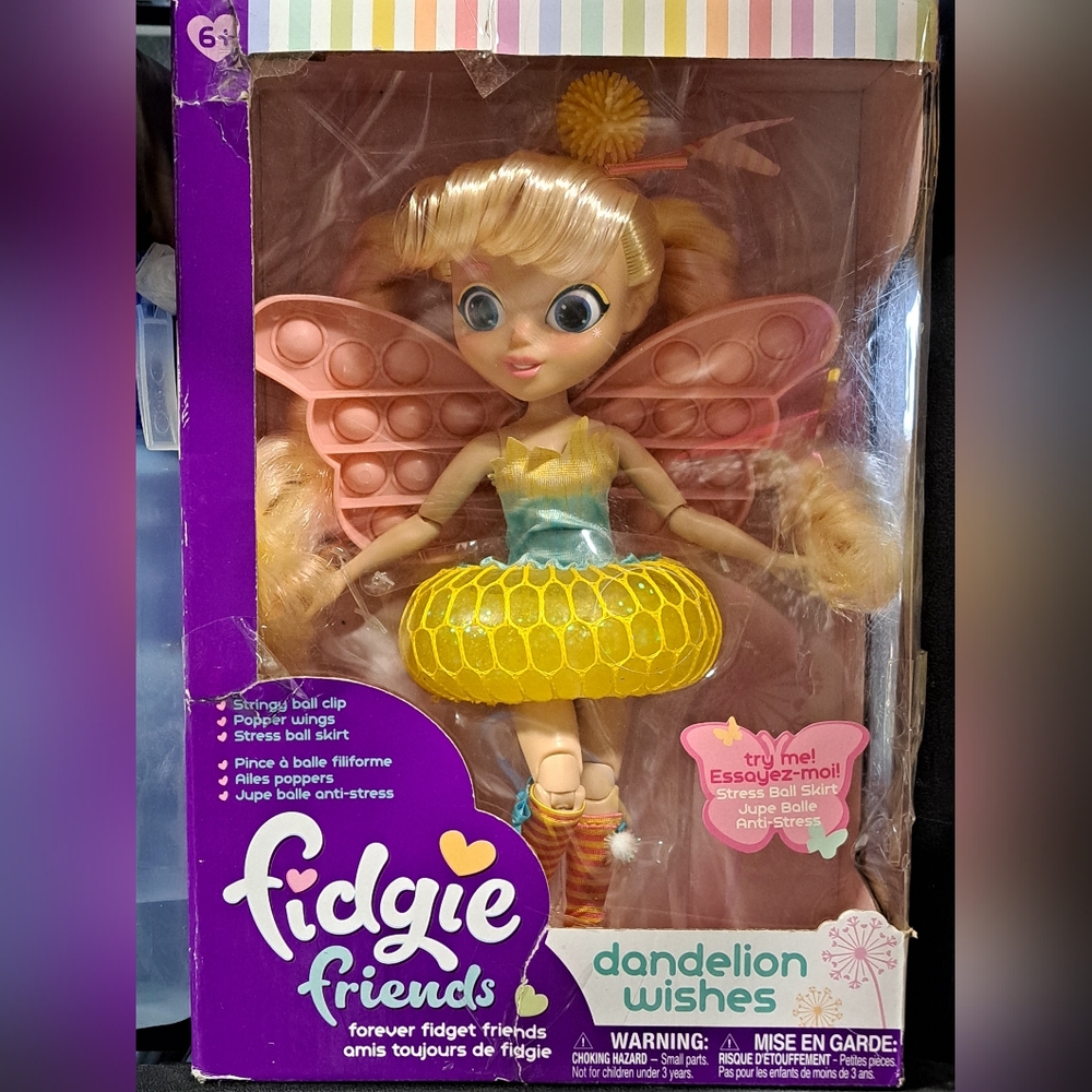 Brand New Fidgie Friends Dandelion Wishes Doll with Yellow and Pink Outfit